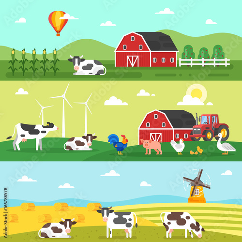  web banner. Farm, farmers, farm animals 