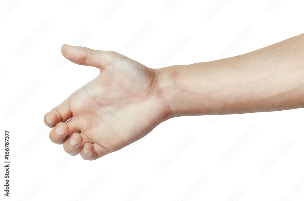 Man hand holding something isolated on a white background. Man hand holding something isolated on a white background.