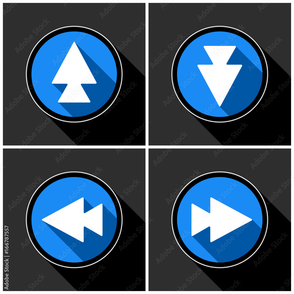 four white, blue arrows - black shadows four white, blue arrows - black shadows