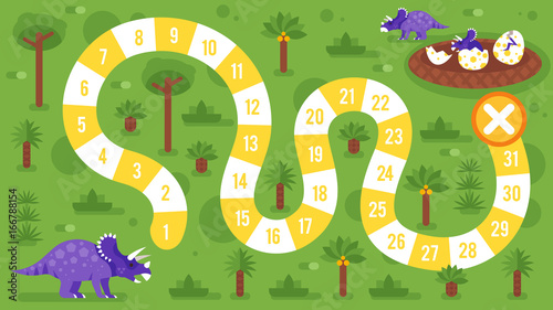  kids board game with dinosaurs template. 