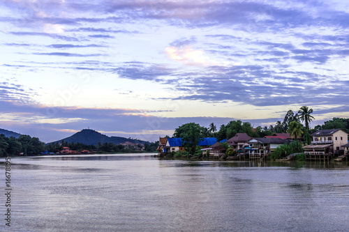 Fototapeta Naklejka Na Ścianę i Meble -  River Thai style landscape house in Thailand
