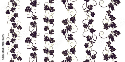 Boarders with vines for backgrounds, print, textiles, labels.