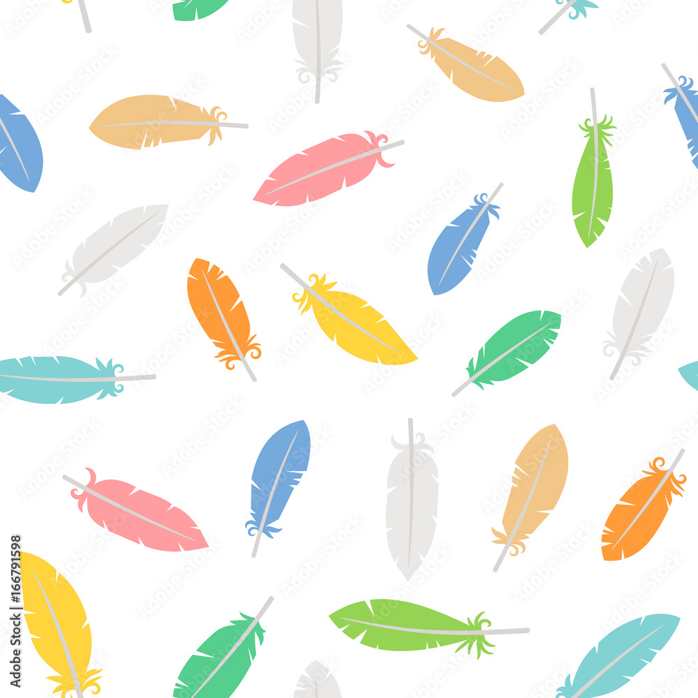 Seamless pattern with feathers on white background Seamless pattern with feathers on white background