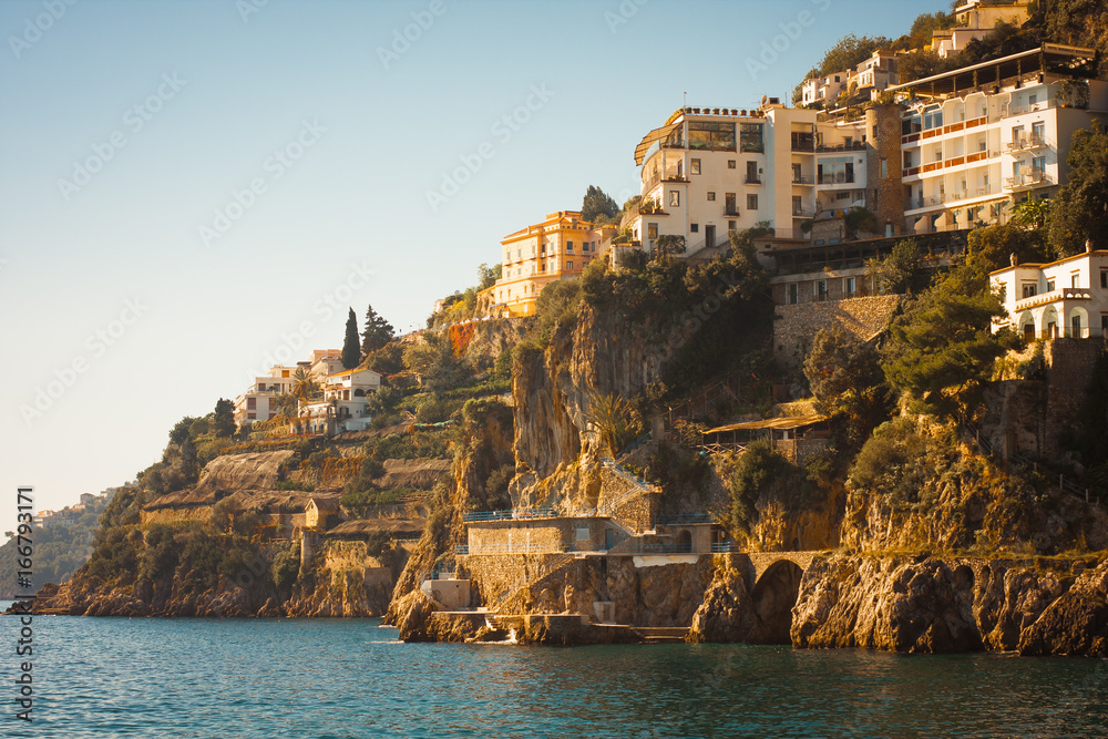 Terraced houses overlooking the sea, Italy