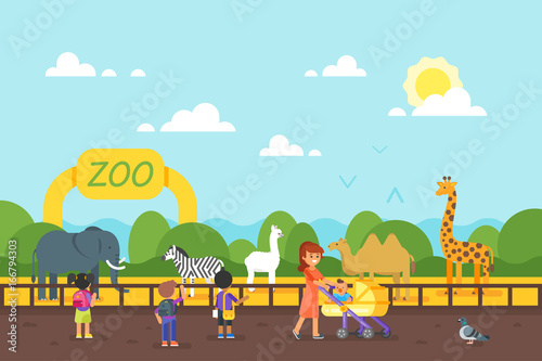  Kids are visiting zoo.