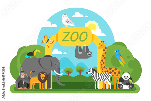 animals standing at the zoo entrance. photo