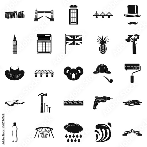 Crossway icons set, simple style