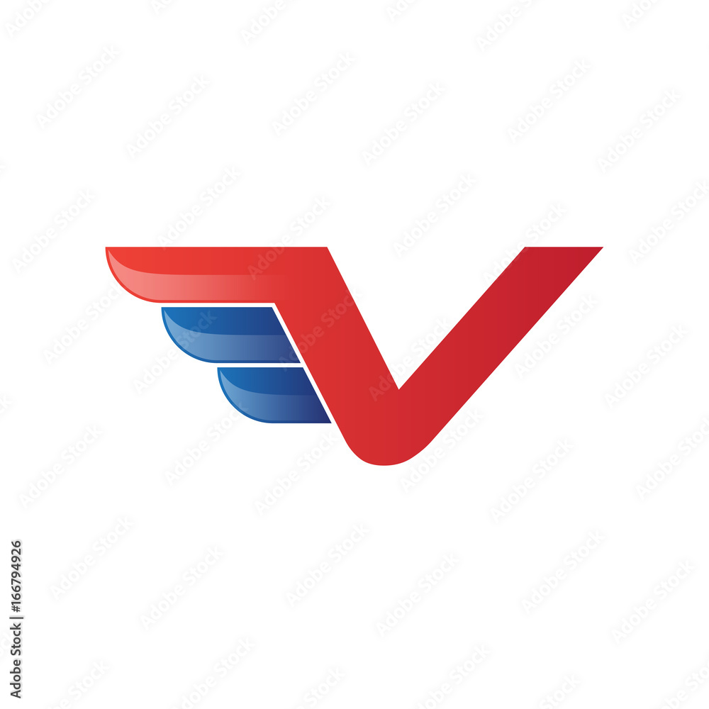 fast initial letter V logo vector wing fast initial letter V logo vector wing