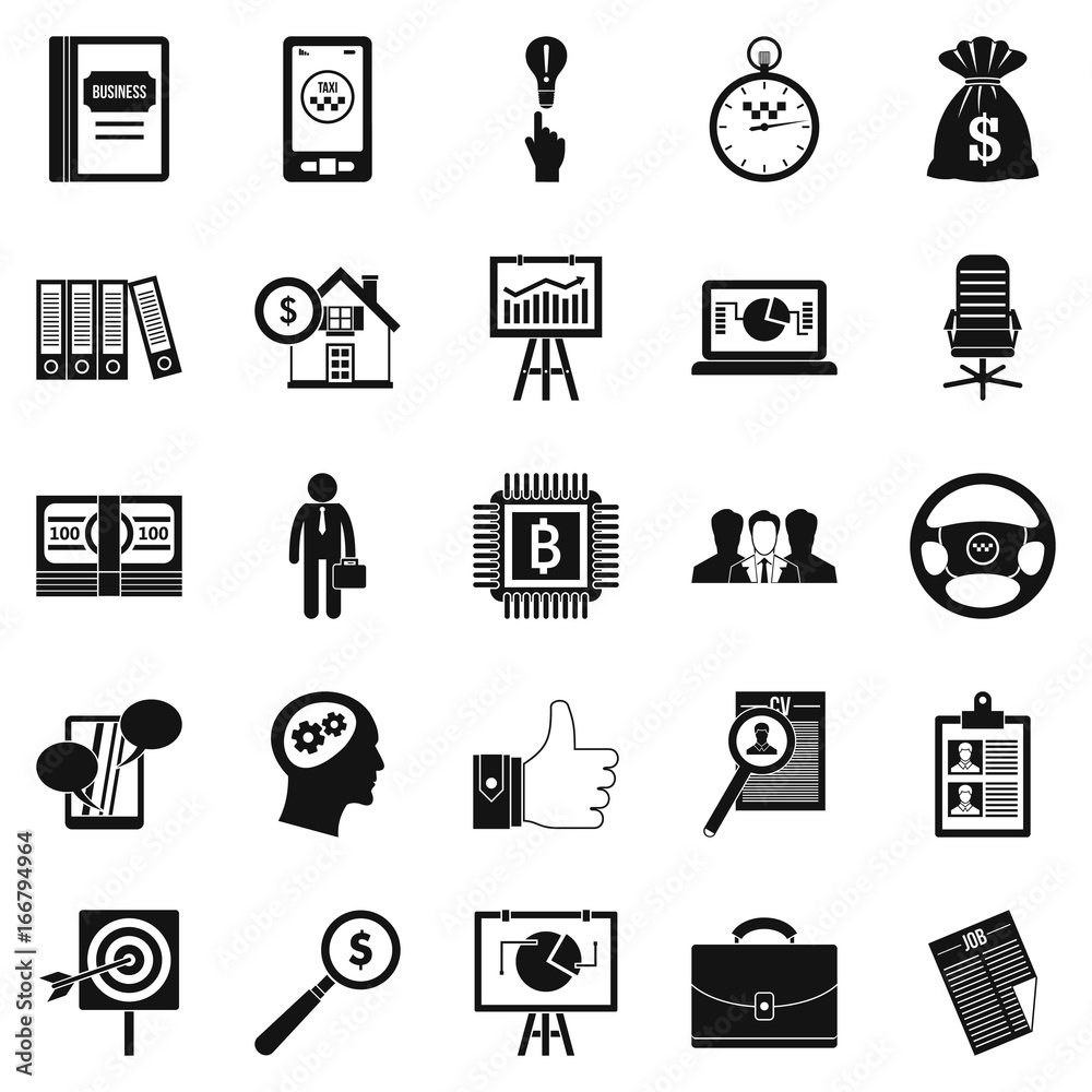 Work week icons set, simple style Work week icons set, simple style