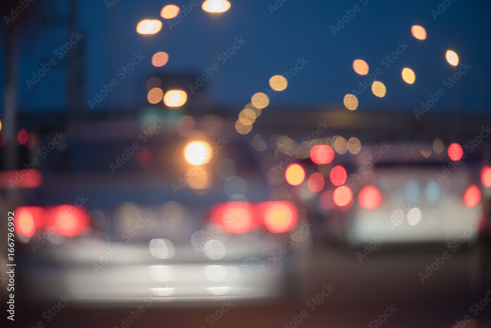 blur image of traffic jam on toll way