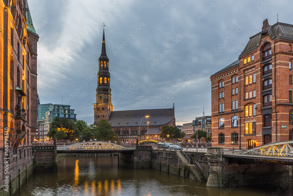 Fototapeta premium historic Speicherstadt in Hamburg, an UNESCO world heritage site