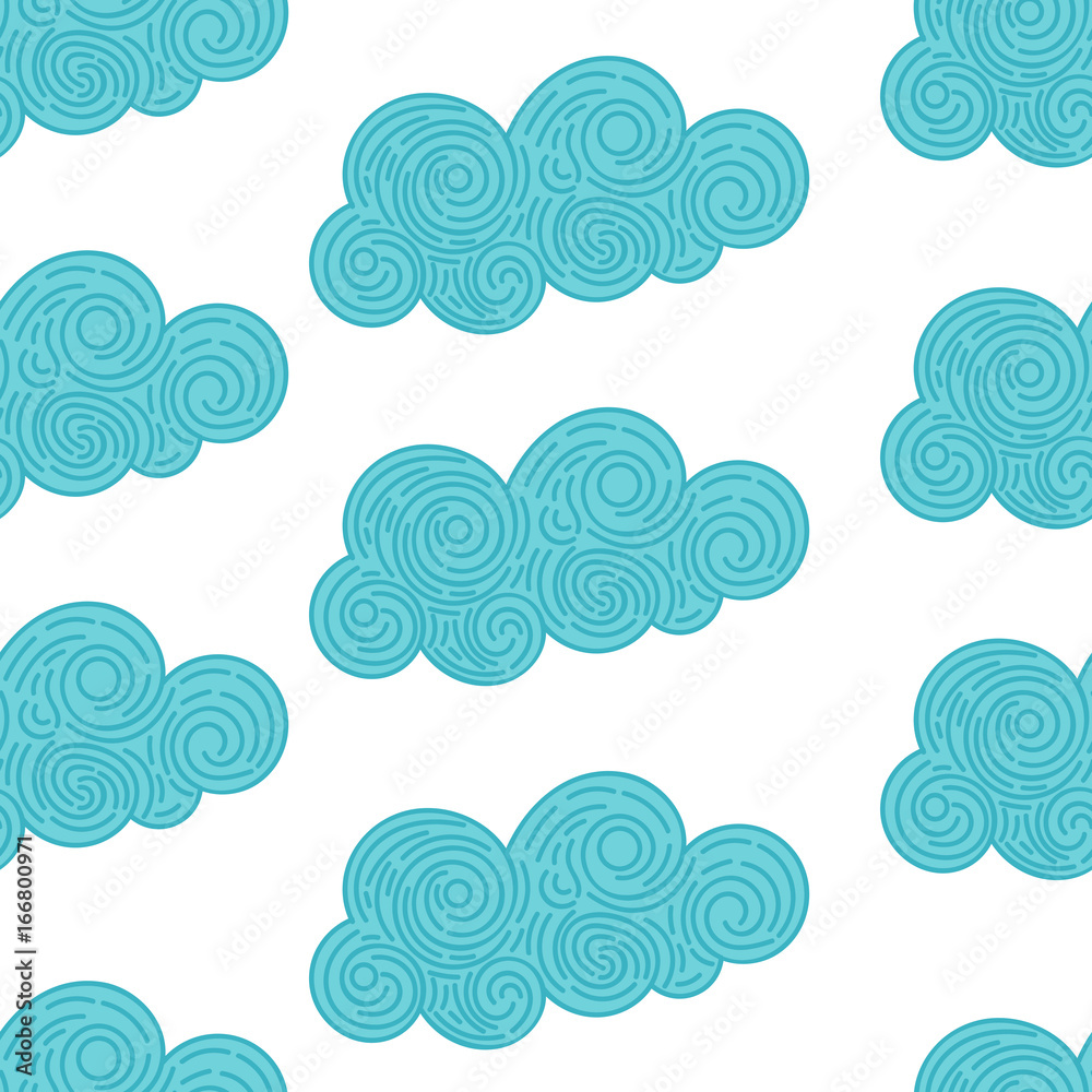 Seamless abstract background with doodle curly clouds on white background. Infinity geometric pattern. Vector illustration. Seamless abstract background with doodle curly clouds on white background. Infinity geometric pattern. Vector illustration.