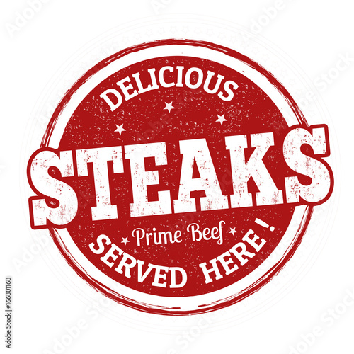 Delicious steaks  sign or stamp