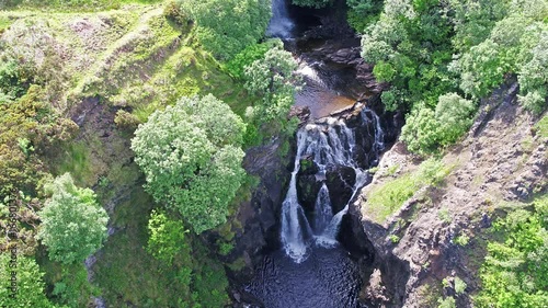 Flying over the beautiful Lealt Falls - Isle of Skye - Scotland photo