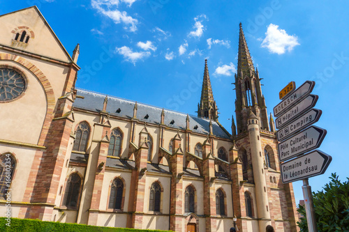 Church of St. Peter and St. Paul in the center of Obernai, Bas-Rhin, Alsace, France