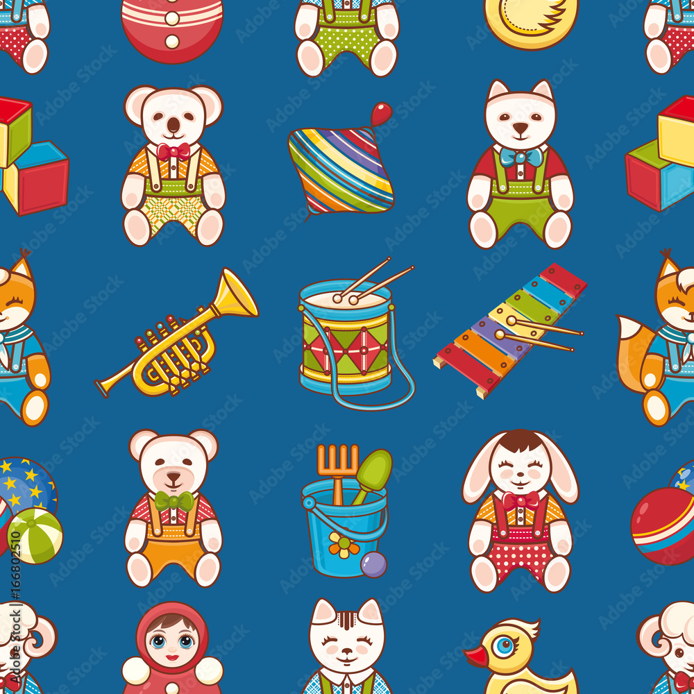 Naklejka premium Child toy seamless pattern. Design element 