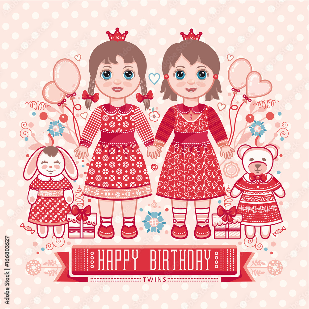 Happy birthday - greetings card for girl.