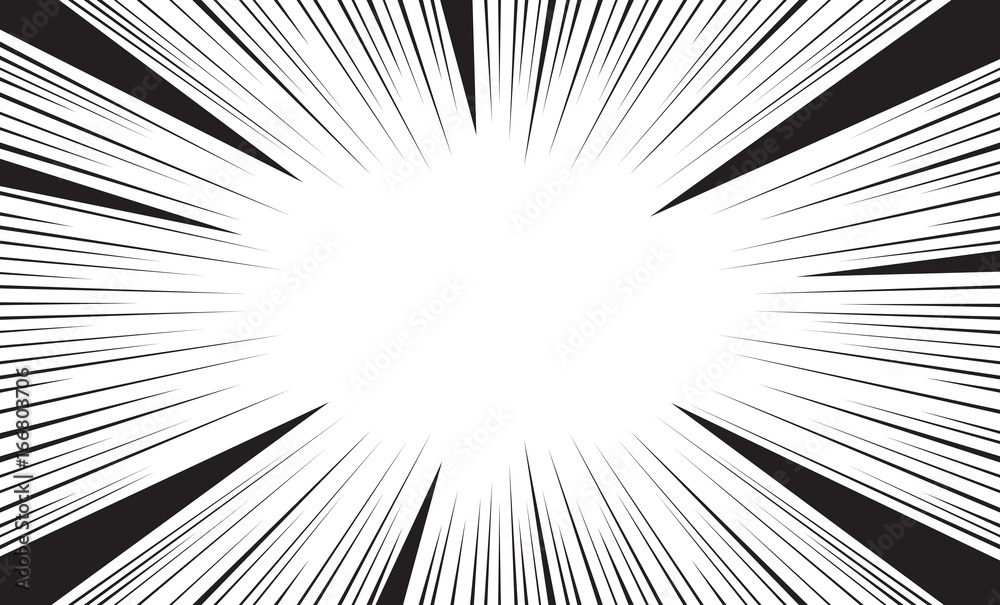Comic and manga books speed lines background. Superhero action, explosion background. Blue vector illustration