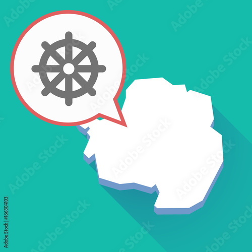 Long shadow Antarctica map with a dharma chakra sign