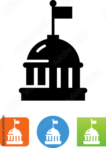 Capital Dome Building With Flag Icon