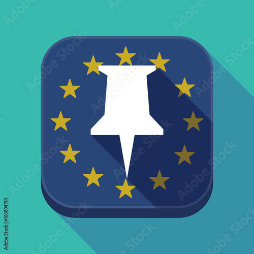 Long shadow EU square button with a push pin