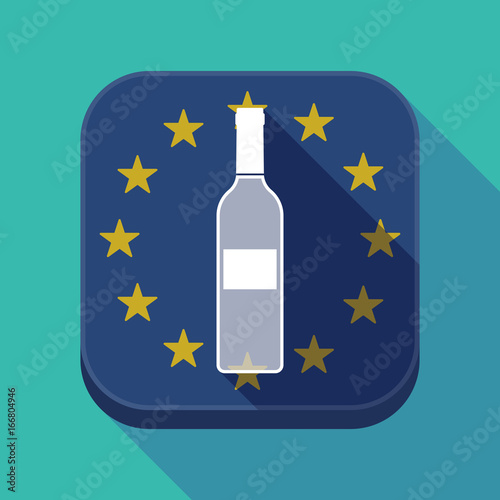 Long shadow EU square button with a bottle of wine