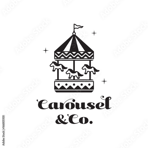 Carousel Vector Logo Template, Black and White symbol
