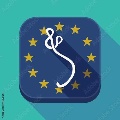 Long shadow EU square button with  an ebola sign