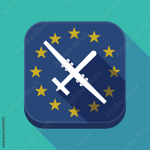 Long shadow EU square button with a war drone
