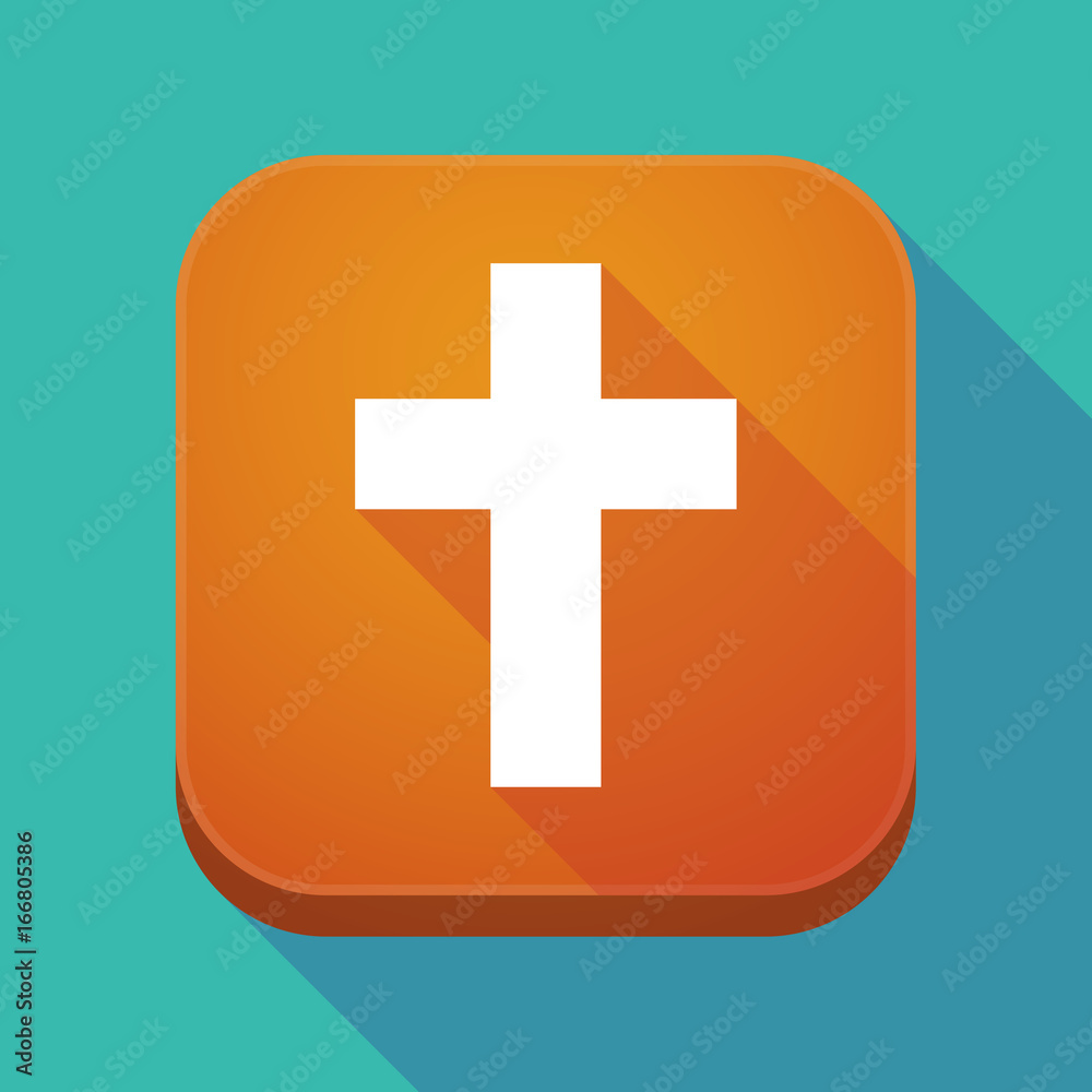 Obraz premium Long shadow app button with a christian cross