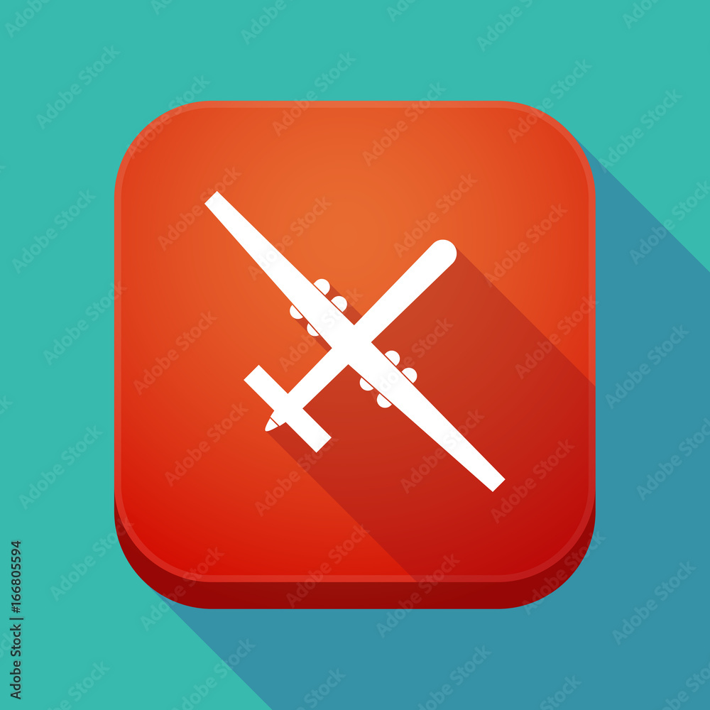 Fototapeta premium Long shadow app button with a war drone
