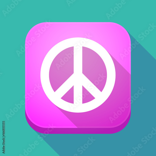 Long shadow app button with a peace sign