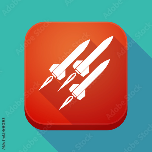 Long shadow app button with missiles