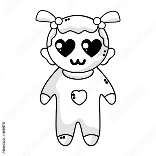 line cute baby girl with hairstyle and clothes