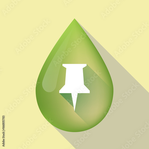 Long shadow olive oil drop with a push pin