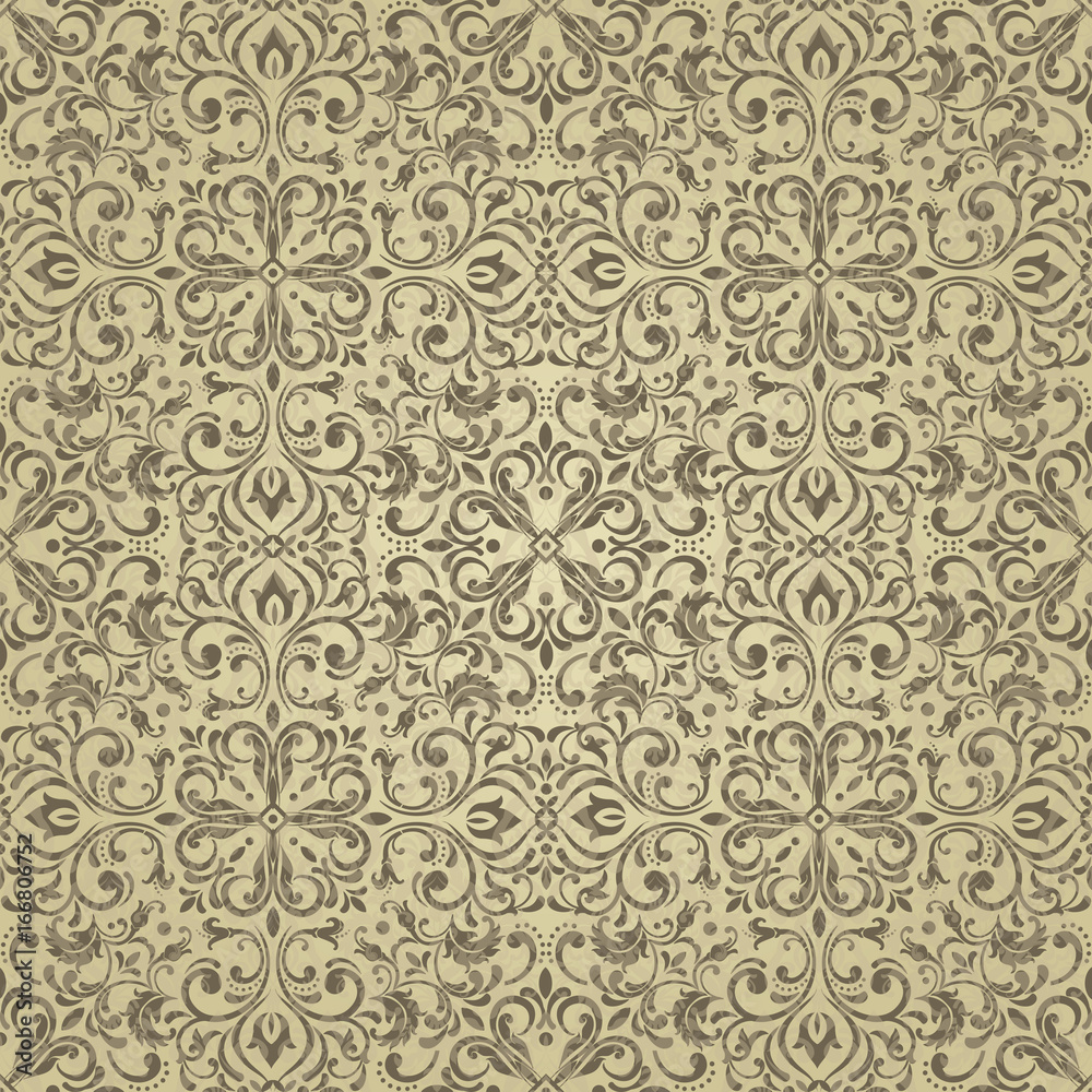 Damask floral vector seamless pattern background wallpaper illustration vintage decorative elegant modern flowers, leaves and ornaments in renaissance style