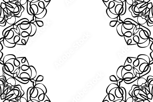 creative invitation card with mandala elements. black and white color. for greeting card, wedding invitation, yoga flyer. vector