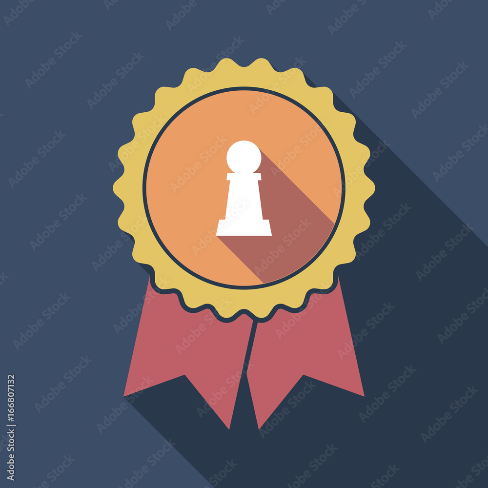 Long shadow badge with a pawn chess figure Long shadow badge with a pawn chess figure