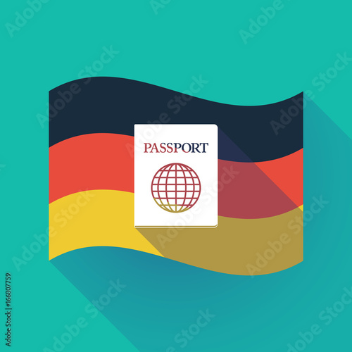 Long shadow Germany flag with  a passport
