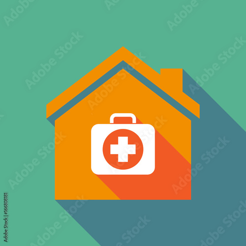 Long shadow house with  a first aid kit icon
