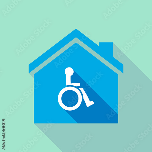 Long shadow house with  a human figure in a wheelchair icon