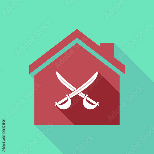 Long shadow house with  two swords crossed