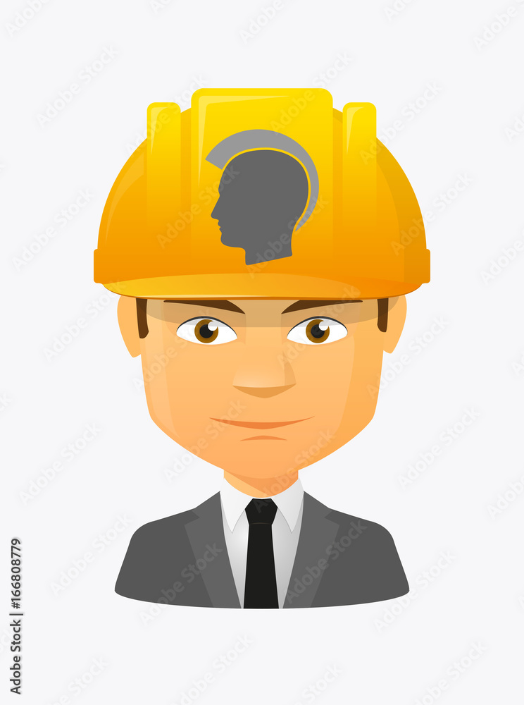 Worker avatar with a male punk head silhouette Worker avatar with a male punk head silhouette