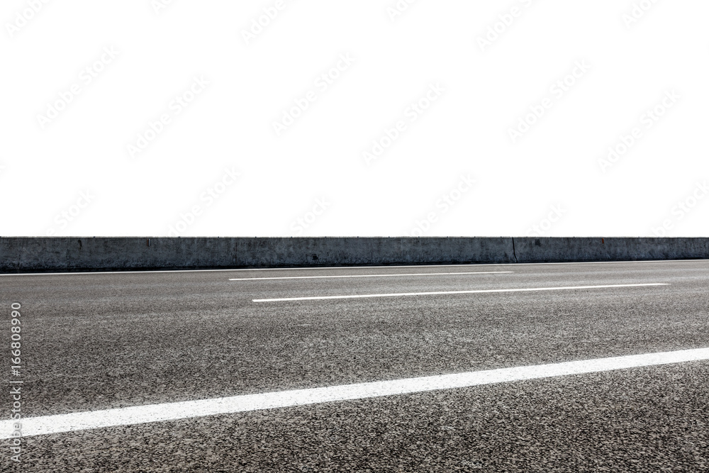 Fototapeta premium Asphalt road background texture on white background,roadside view