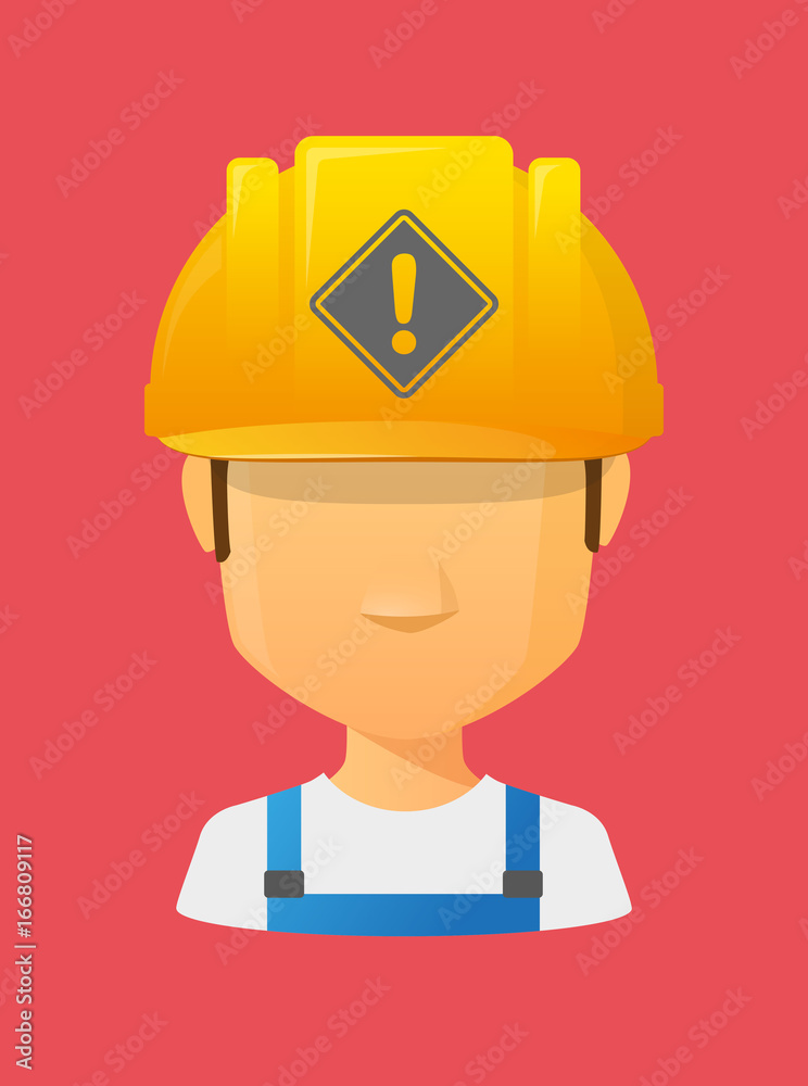 Worker avatar with a warning road sign Worker avatar with a warning road sign