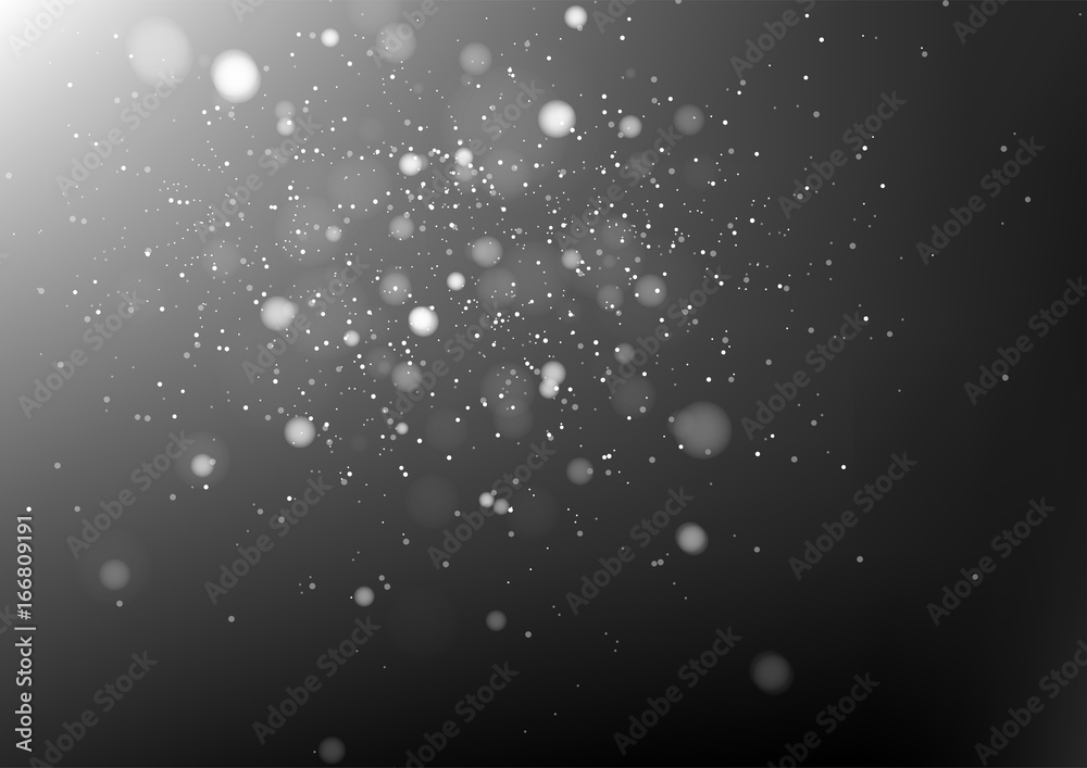 Silver abstract background and white bokeh lights defocused. Vector illustration