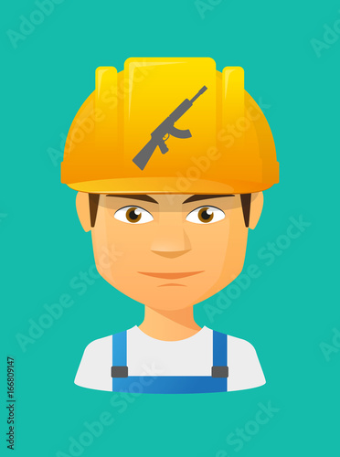 Worker avatar with a machine gun sign