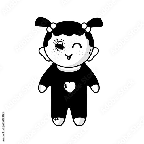 contour cute baby girl with hairstyle and clothes