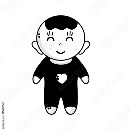 contour cute baby boy with hairstyle and clothes