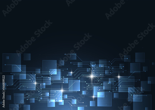 Abstract futuristic circuit board, High computer with technology dark blue color background. Hi-tech digital concept. Vector illustration © royyimzy